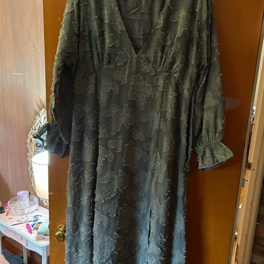 Boohoo Maternity Olive Green Lace Dress